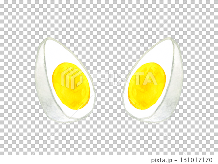 Hard-boiled eggs cut in half - hand-drawn watercolor illustration of egg dishes Hard-boiled eggs cut in half - hand-drawn watercolor illustration of egg dishes 131017170