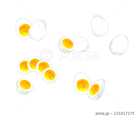 ゆで卵のセット 卵料理の手描き水彩イラスト素材 ゆで卵のセット 卵料理の手描き水彩イラスト素材 131017175