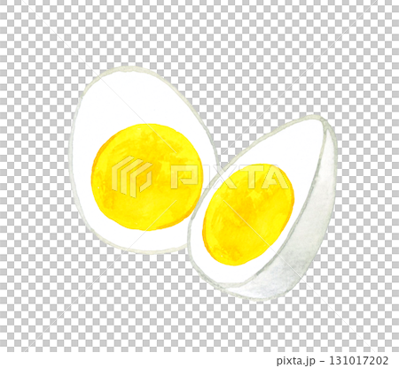 Hard-boiled eggs cut in half - hand-drawn watercolor illustration of egg dishes Hard-boiled eggs cut in half - hand-drawn watercolor illustration of egg dishes 131017202