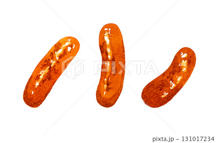 焼きウインナーのセット　手描き水彩イラスト素材 131017234