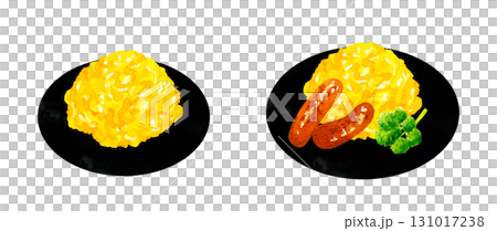 お皿に盛り付けたスクランブルエッグのセット 卵料理の手描き水彩イラスト素材 お皿に盛り付けたスクランブルエッグのセット 卵料理の手描き水彩イラスト素材 131017238