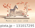2026年_年賀状_素材_横_3D_馬_109 131017295