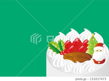 クリスマスケーキのベクターイラスト。サンタクロースとイチゴの飾り。クリスマス、冬、ホリデーのコンセプ 131017473