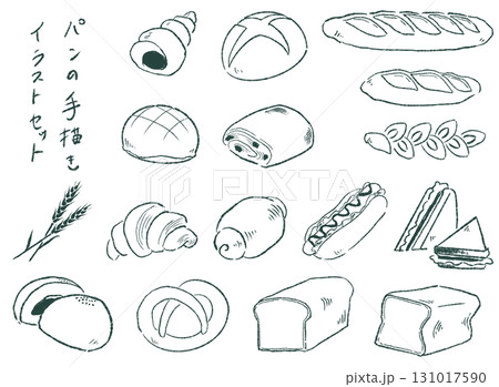 いろいろなパンの手書きイラストセット 131017590