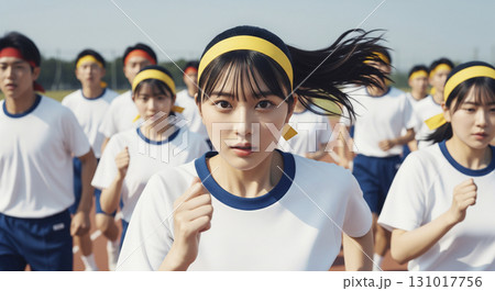 マラソン大会に参加する学生 131017756