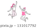 人物 ジャンプをする若い女性たち 131017792