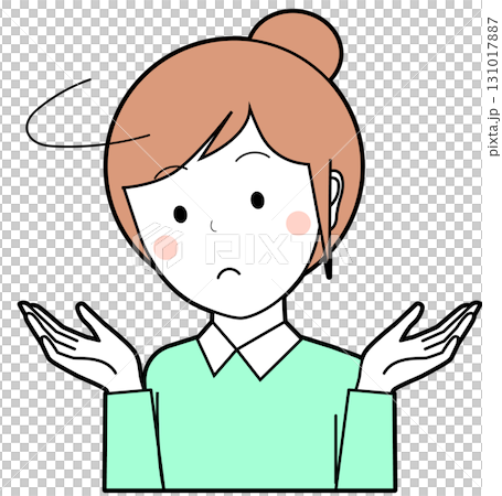 無表情で白を切る女性 131017887