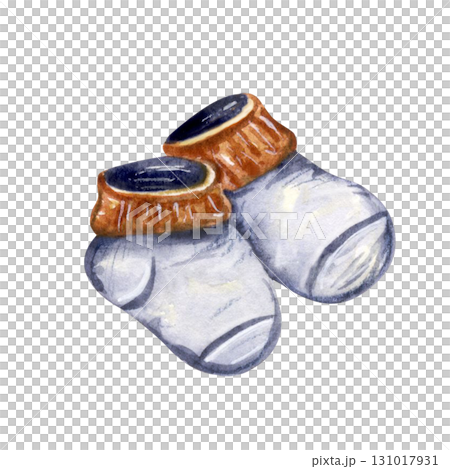 Watercolor baby socks, cute nursery clipart element Watercolor baby socks, cute nursery clipart element 131017931