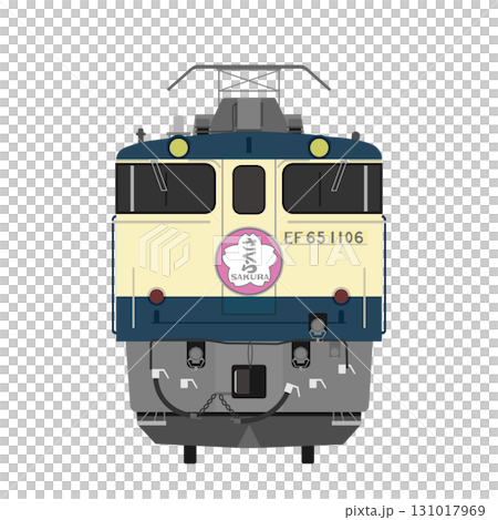 帶有“櫻花”頭標的EF65電力機車前部的插圖 131017969