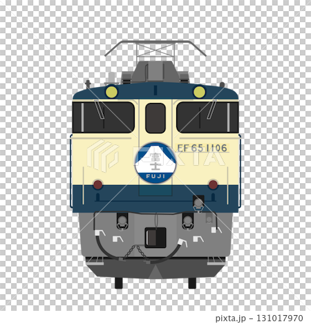 帶有“富士”車頭標誌的 EF65 電力機車前部的插圖 131017970
