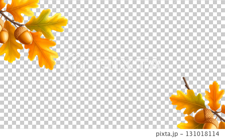 Close-up photo of brown acorn and green oak leaves on white background. Close-up photo of brown acorn and green oak leaves on white background. 131018114