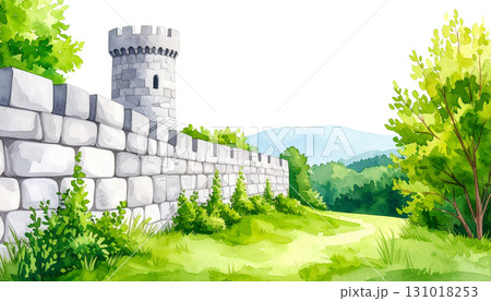 Garden wall isolated on white background 131018253