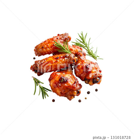 Grilled chicken wings on a white background 131018728