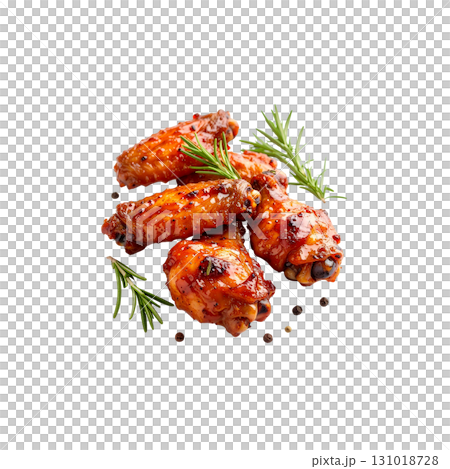 Grilled chicken wings on a white background 131018728