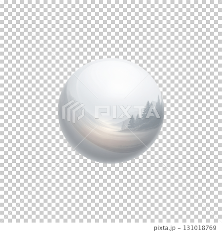 A shiny white crystal ball reflects a soft blue light. A transparent crystal ball floats on a white background. A shiny white crystal ball reflects a soft blue light. A transparent crystal ball floats on a white background. 131018769