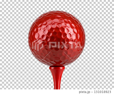 Golf ball placed on tee, isolated on white background. Golf ball placed on tee, isolated on white background. 131018923