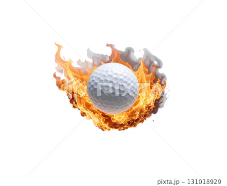 3D rendering of a white golf ball isolated on white background. 131018929