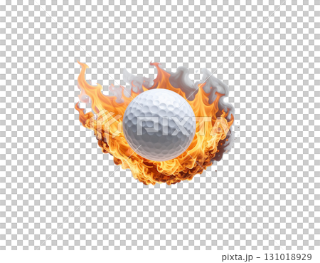 3D rendering of a white golf ball isolated on white background. 131018929