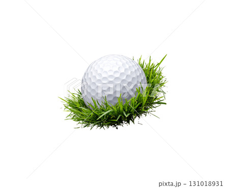 3D rendering of a white golf ball isolated on white background. 131018931