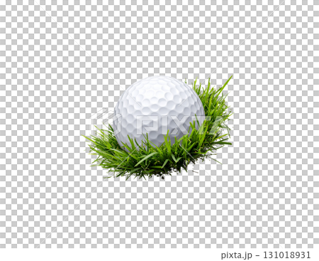 3D rendering of a white golf ball isolated on white background. 131018931