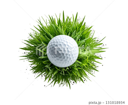 3D rendering of a white golf ball isolated on white background. 131018934