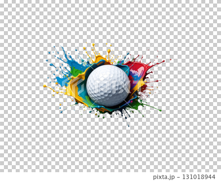 3D rendering of a white golf ball isolated on white background. 3D rendering of a white golf ball isolated on white background. 131018944