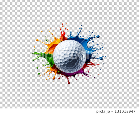 3D rendering of a white golf ball isolated on white background. 131018947