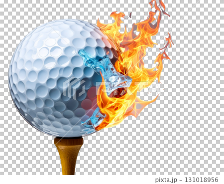 3D rendering of a white golf ball isolated on white background. 131018956