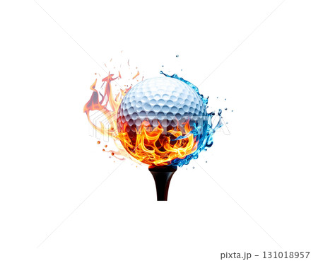 3D rendering of a white golf ball isolated on white background. 3D rendering of a white golf ball isolated on white background. 131018957