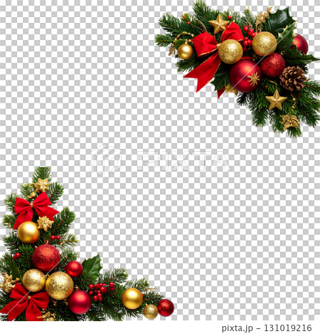 Christmas holiday picture frame decorated with green holly leaves and red berries. Christmas holiday picture frame decorated with green holly leaves and red berries. 131019216