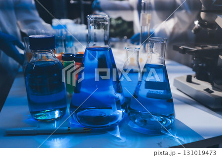 Researchers working in the clinical laboratory 131019473