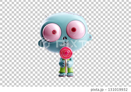 Cute 3d zombie with lollipop. AI-generated item 131019932