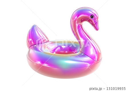 Iridescent 3d swan pool float. AI-generated item 131019935