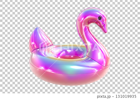 Iridescent 3d swan pool float. AI-generated item 131019935