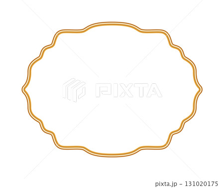 Shiny golden luxury 3d frame. Realistic object mockup for photo frame. Ornamental border in oriental style. Indian decorative element. Vector for certificate, stamp, vignette 131020175