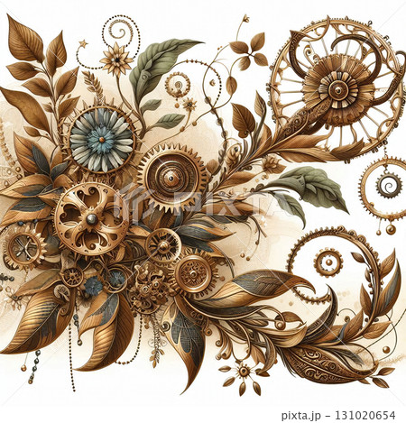 レトロスチームパンクの植物デザイン 131020654