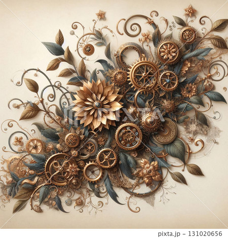 金属的質感に彩られた植物模様 131020656