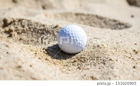 White golf ball sand trap close up sunlight outdoor sport textured recreation obstacle competition challenging summer leisure detailed realistic shadow focus course game equipment White golf ball sand trap close up sunlight outdoor sport textured recreation obstacle competition challenging summer leisure detailed realistic shadow focus course game equipment 131020905