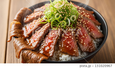 Authentic Japanese Gyudon with Raw Egg and Green Tea Set 131020967