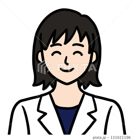白衣の若い女性 医師 科学者 研究者 笑顔アイコン 131021196