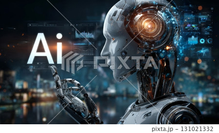 未来のインターフェースを操作するAIロボット 131021332