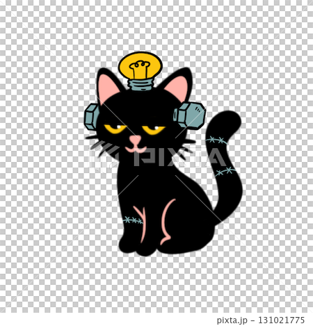 The Black cat Png Image for Pet or Halloween Concept. 131021775