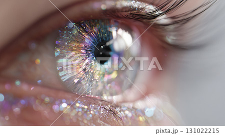幻想的な虹色の瞳のマクロクローズアップ 131022215