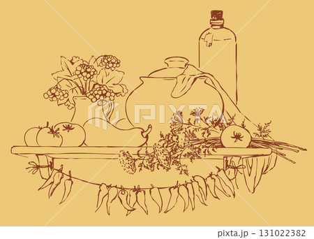 Vector Country Kitchen still life: the harvest 131022382