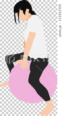 Illustration of a woman training using a balance ball Illustration of a woman training using a balance ball 131022505