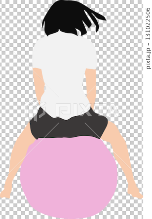 Illustration of a woman training using a balance ball Illustration of a woman training using a balance ball 131022506