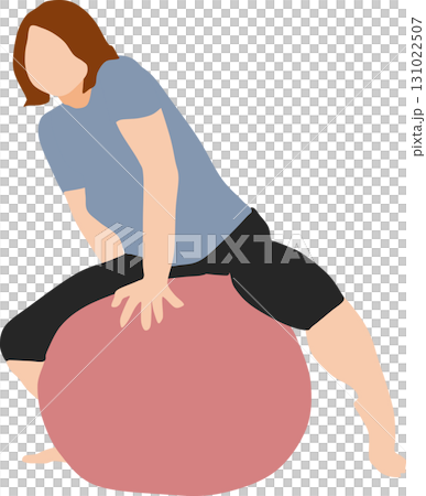 Illustration of a woman training using a balance ball Illustration of a woman training using a balance ball 131022507