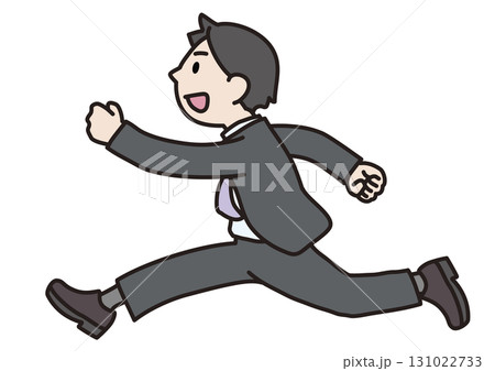 笑顔で走る会社員のイラスト 131022733