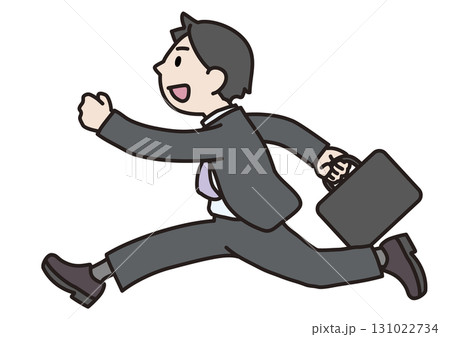 笑顔で走るカバンを持った会社員のイラスト 131022734