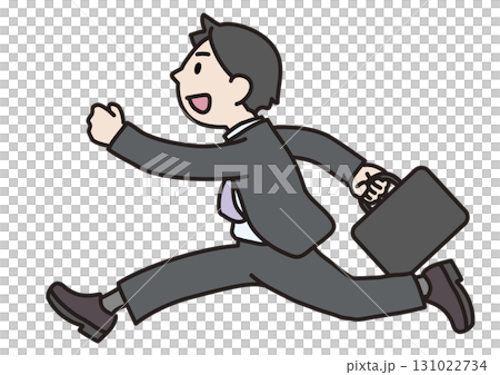 笑顔で走るカバンを持った会社員のイラスト 131022734